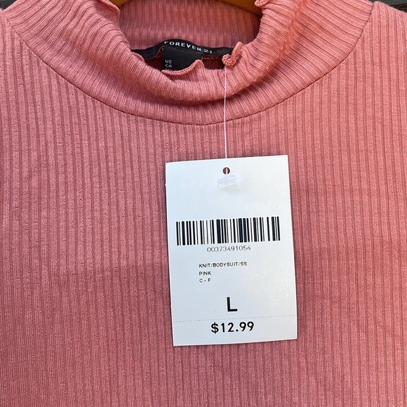 Forever 21 - Pink Ribbed Bodysuit Size Large - Picture 10 of 13